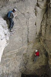 Die Schl�sselstelle des Klettersteigs
